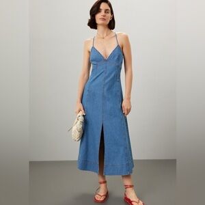 Tanya Taylor Hendrix denim midi dress